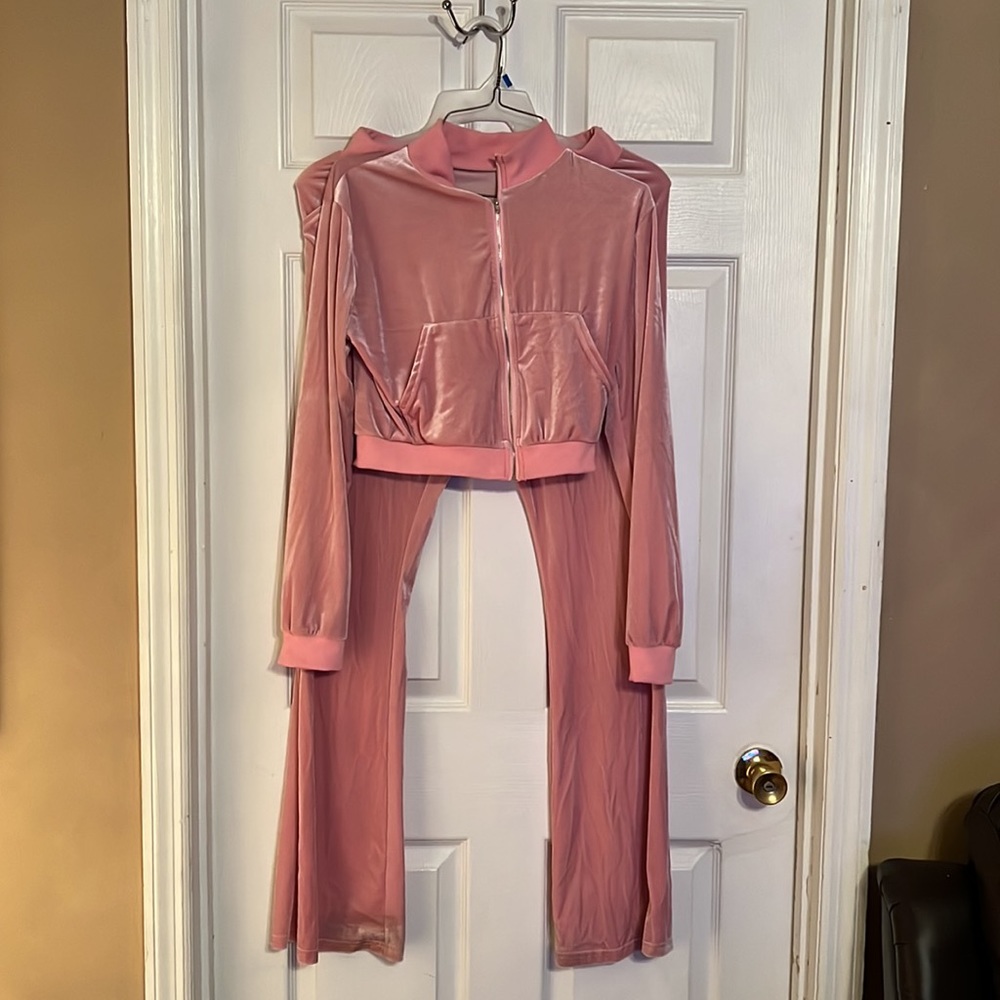 Pink Velour Jogging suit